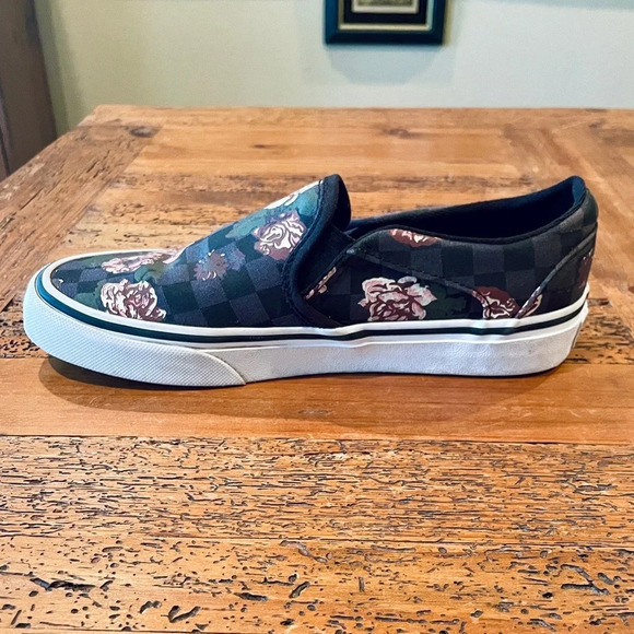 Vans Off the Wall slip-on canvas sneakers women 5 or kids 3.5 black pink floral - Picture 9 of 9